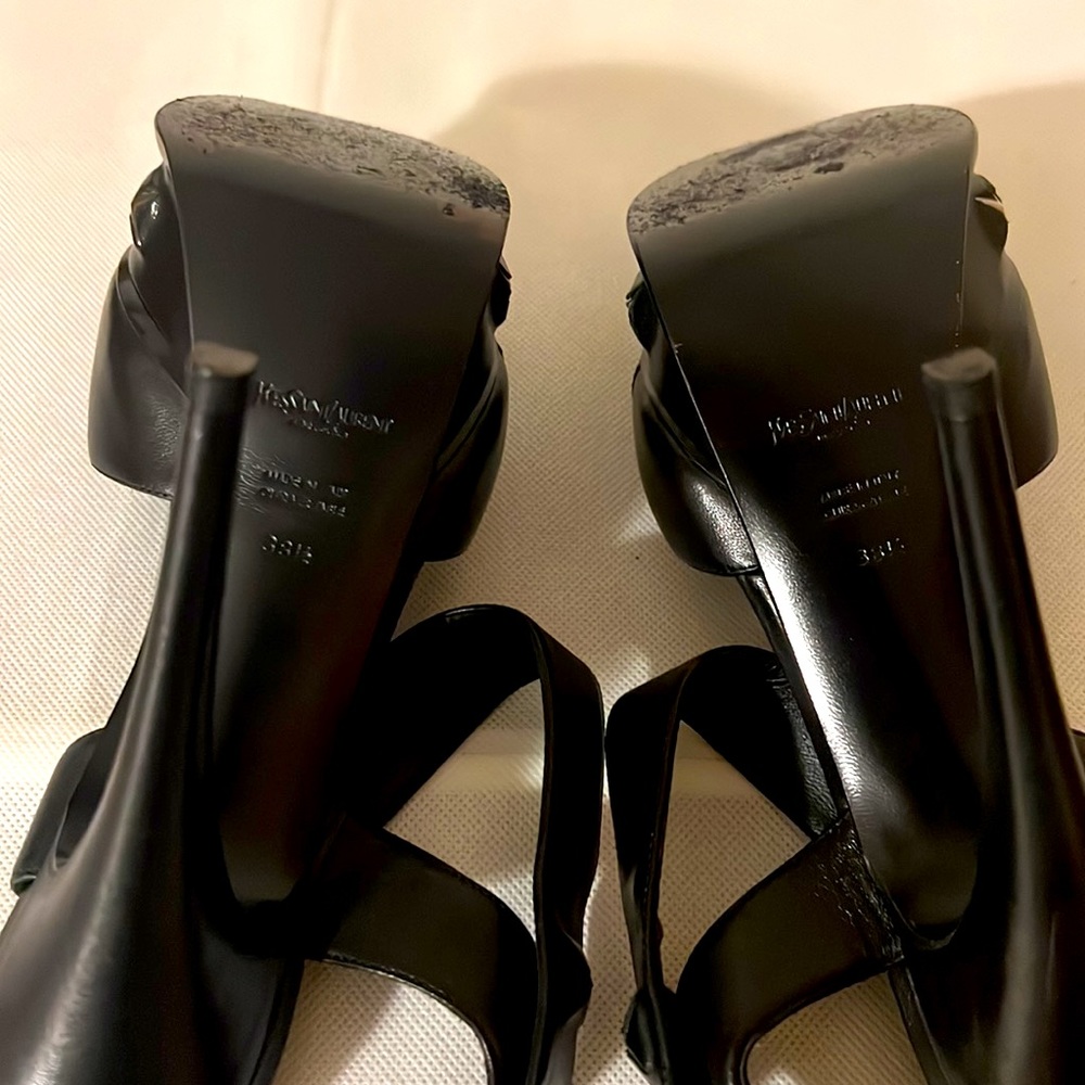 Yves Saint Laurent Black Strappy Heels. Size 38.5/7.5 Like New. - Picture 7 of 10